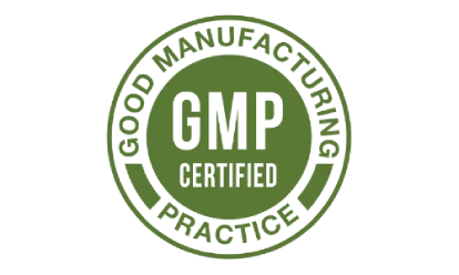 GMP certified seal representing adherence to good manufacturing practices